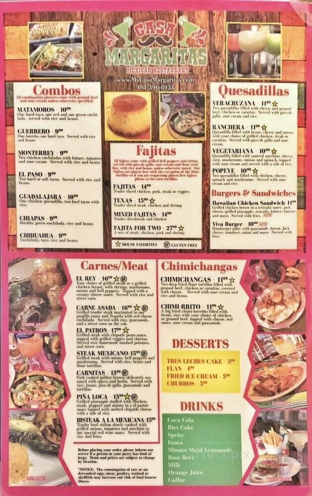 Casa Margaritas - Bristol, RI menu_pic