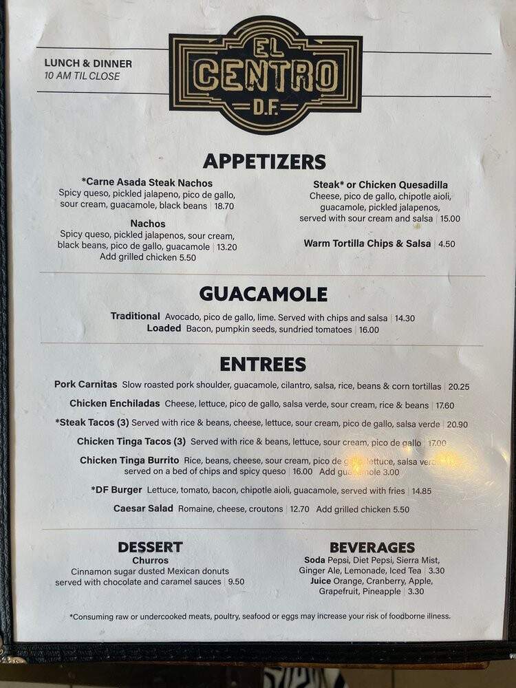 El Cento DF - Arlington, VA menu_pic