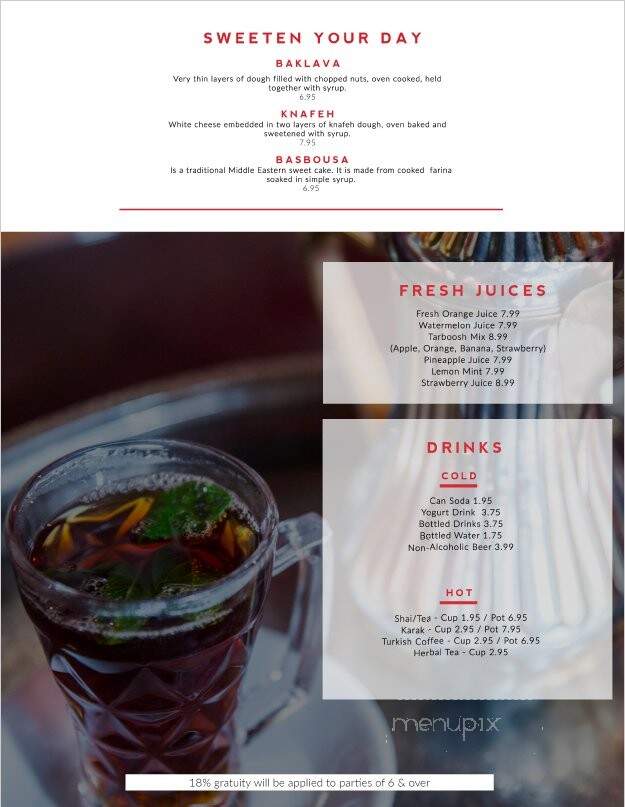 Tarboosh Middle East Kitchen - Los Angeles, CA menu_pic