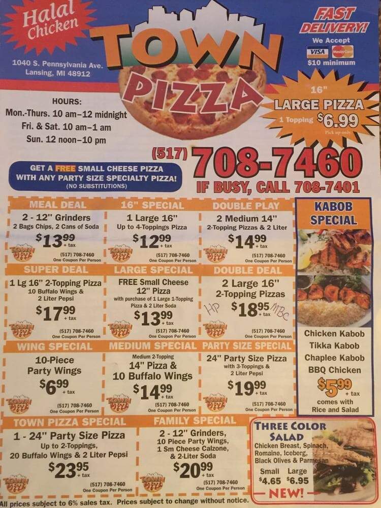 Town Pizza - Lansing, MI menu_pic