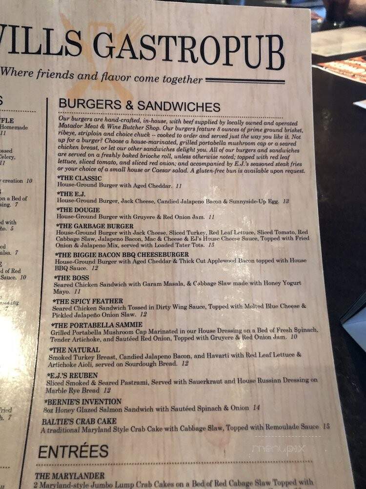 EJ Wills Gastropub - Dallas, TX menu_pic
