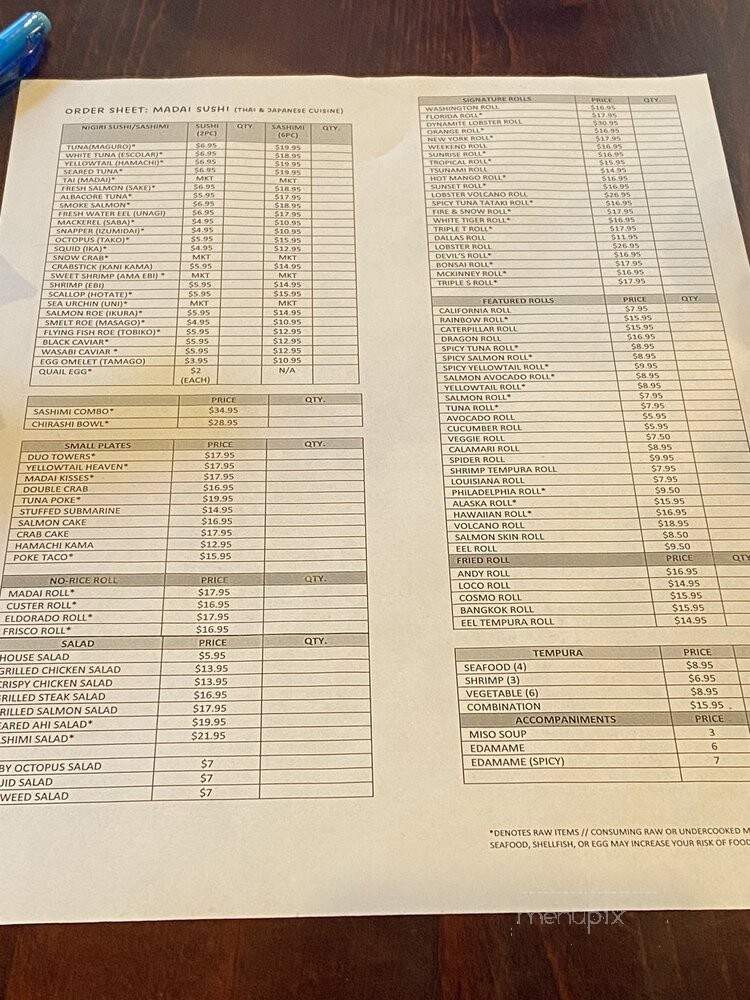 Madai Sushi - Frisco, TX menu_pic