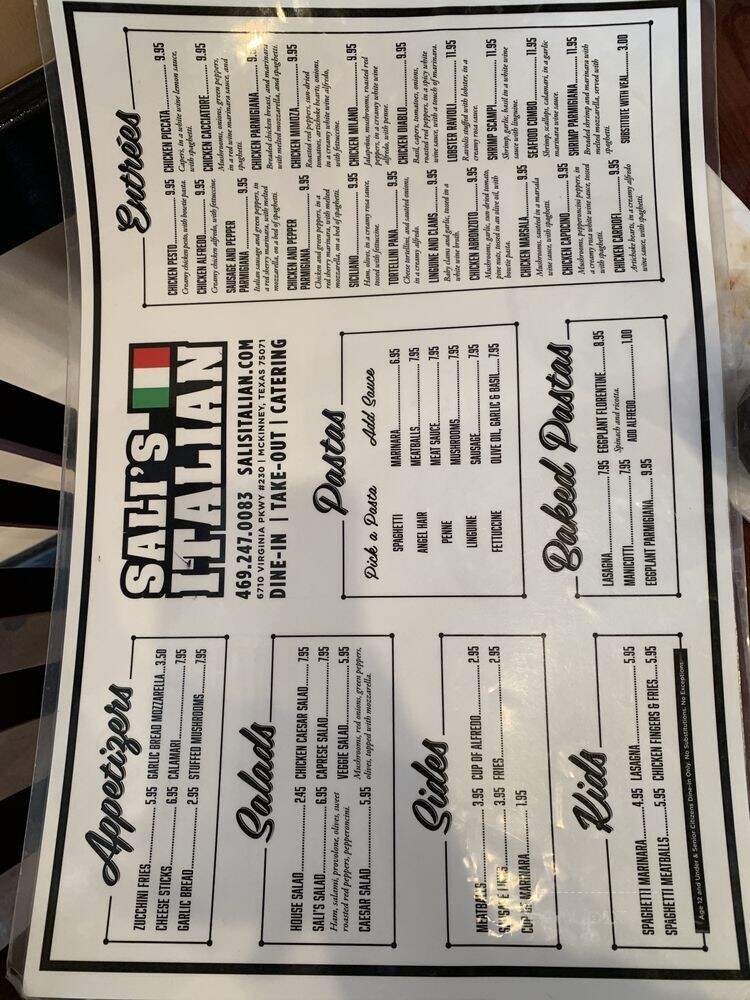 Sali's Italian - Mckinney, TX menu_pic