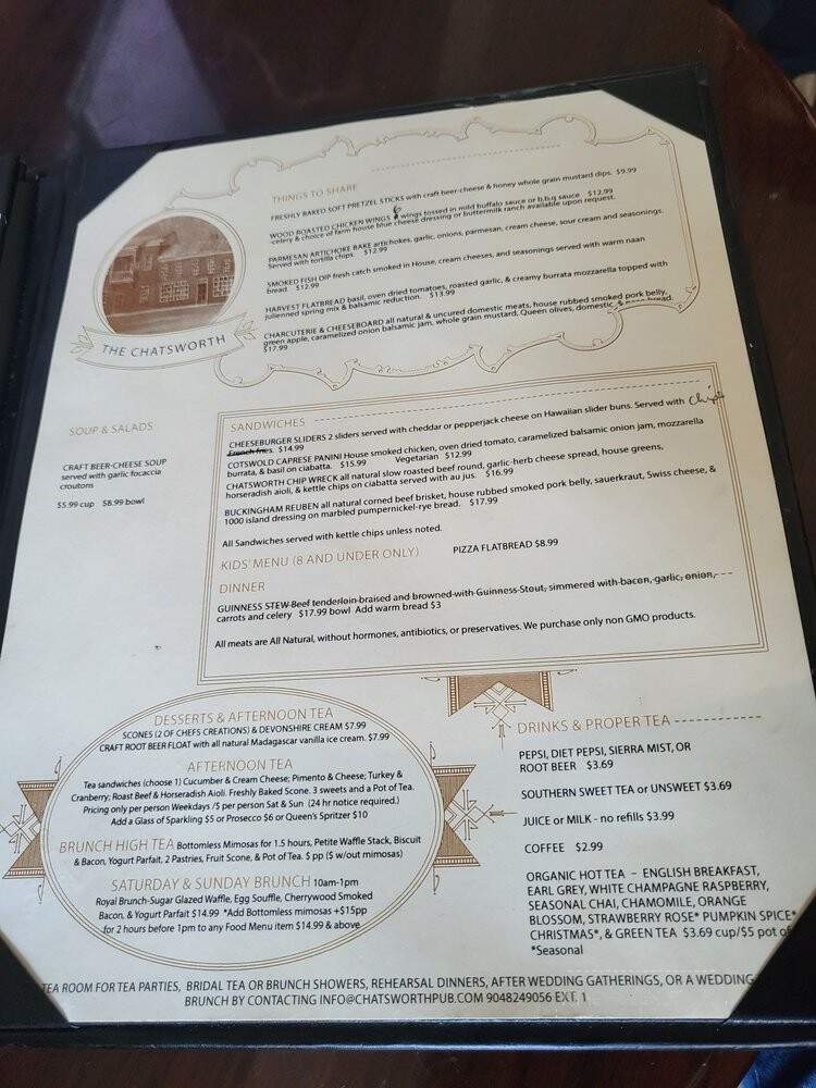 The Chatsworth Pub - St. Augustine, FL menu_pic