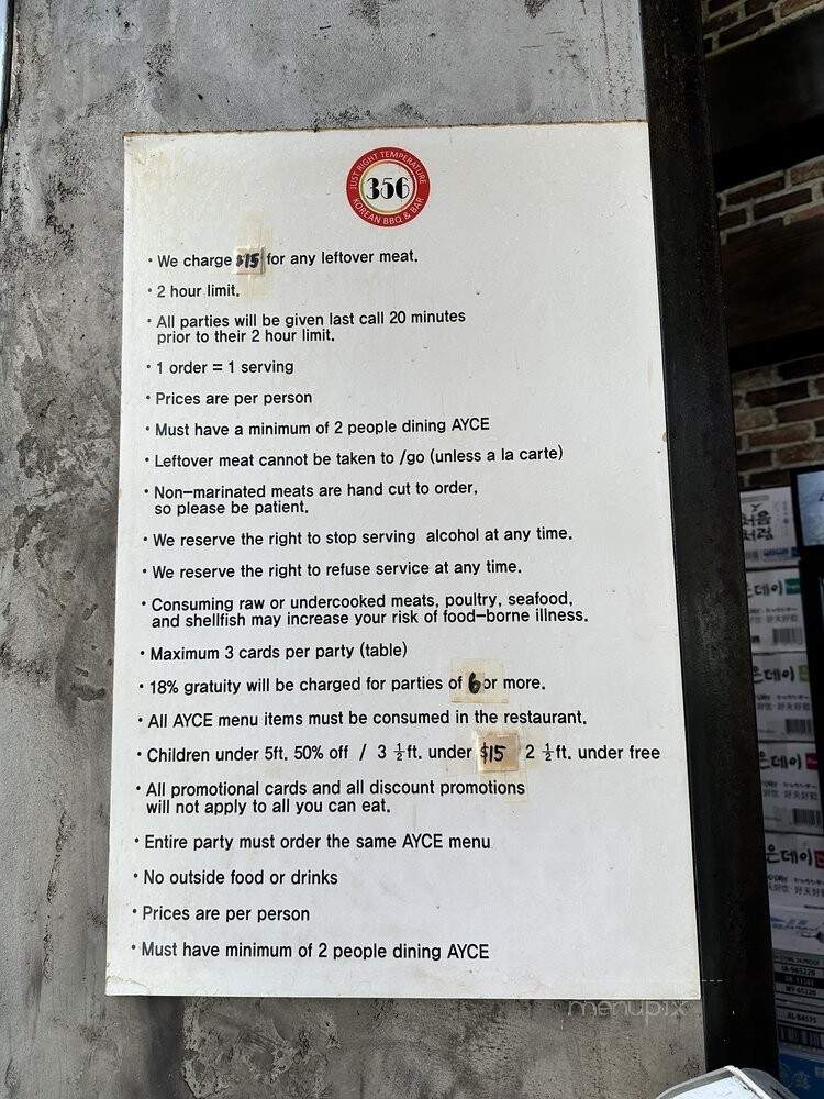 356 BBQ & Bar - San Diego, CA menu_pic