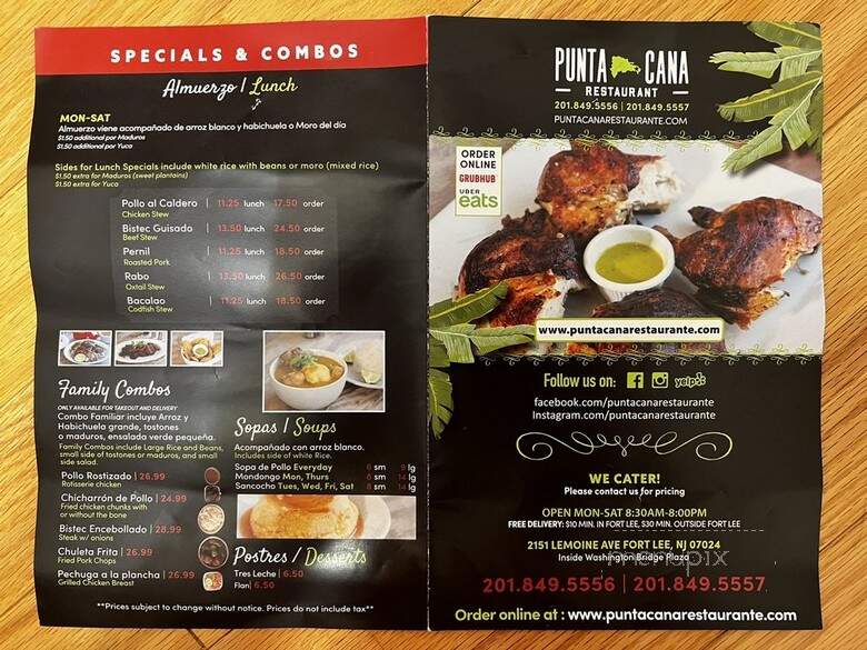 Punta Cana - Fort Lee, NJ menu_pic