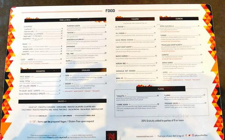 Nuevo Modern Mexican & Tequila Bar - Cleveland, OH menu_pic