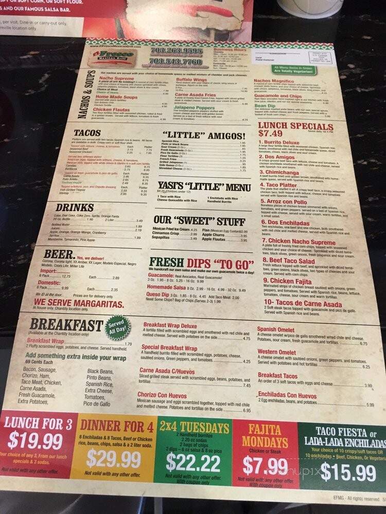 El Fresco - Centreville, VA menu_pic