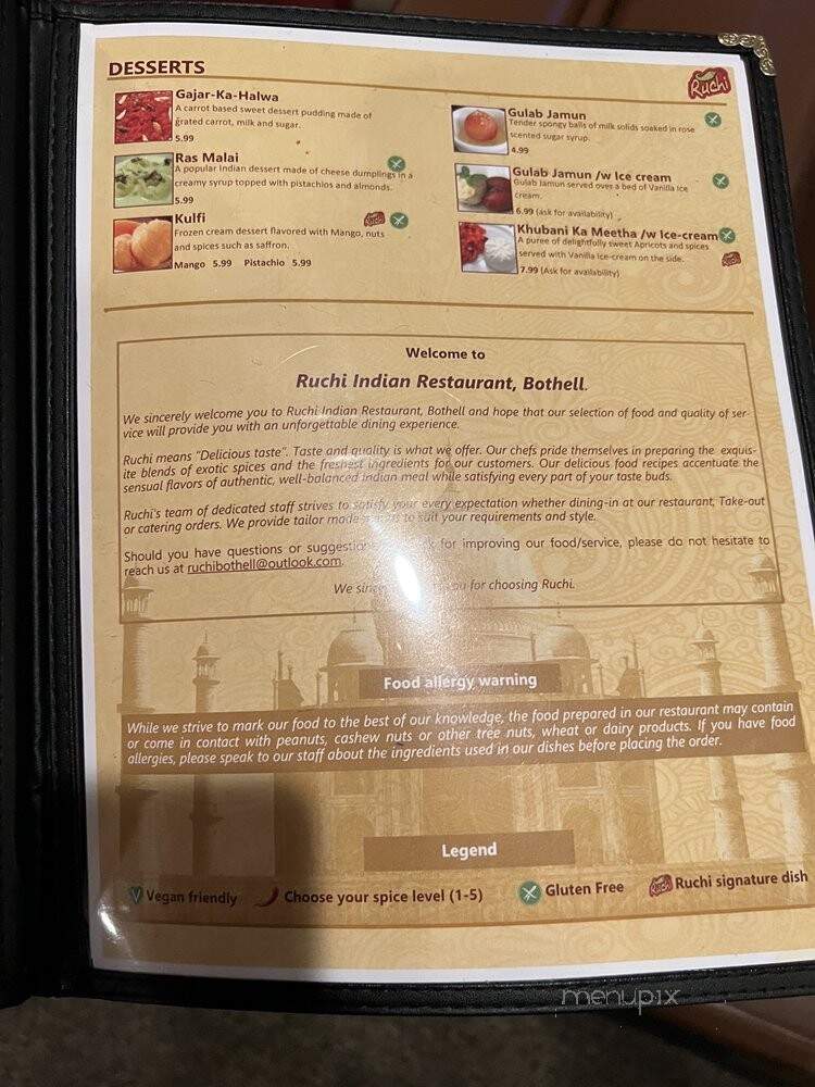 Ruchi Indian Restaurant - Bothell, WA menu_pic