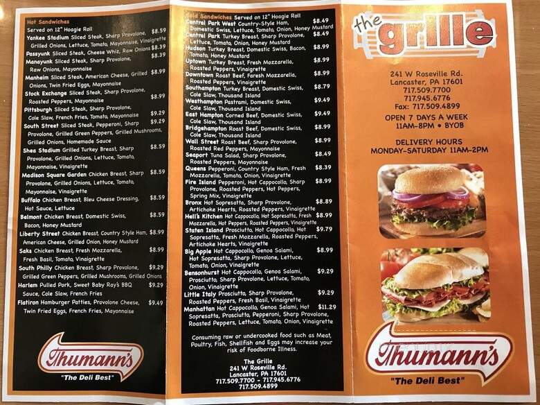 The Grille - Lancaster, PA menu_pic