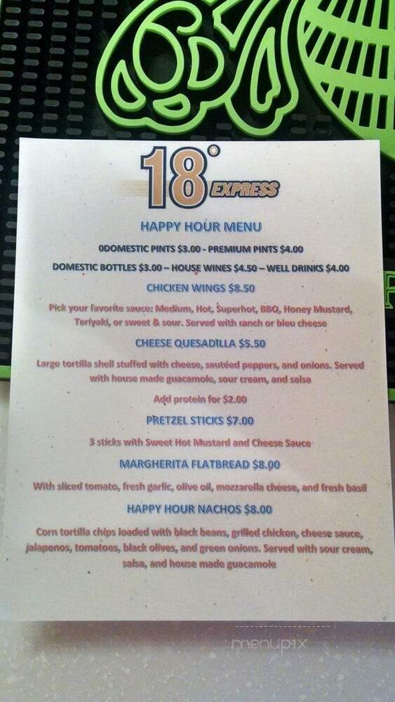 18 Degrees Express - Chandler, AZ menu_pic