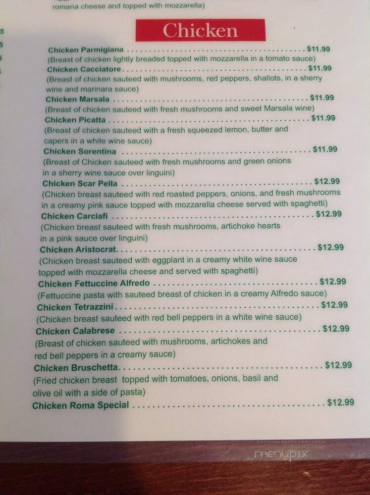 Prima Scelta Bistro - Garland, TX menu_pic