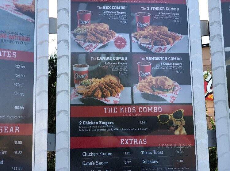 Raising Cane's Chicken Fingers - Orange, CA menu_pic