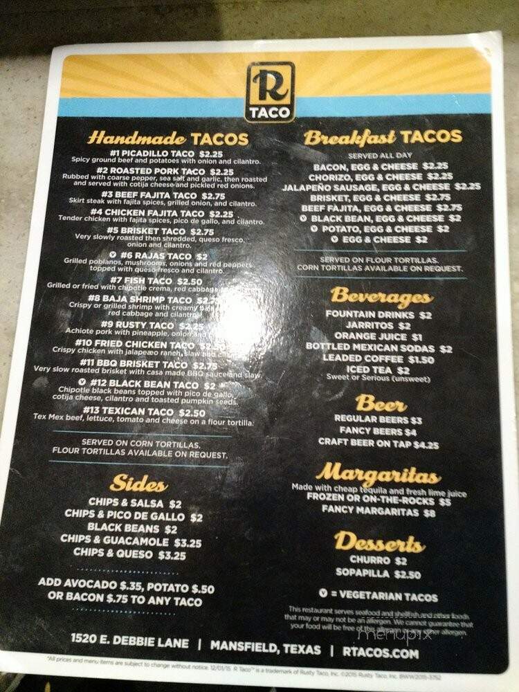R Taco - Mansfield, TX menu_pic