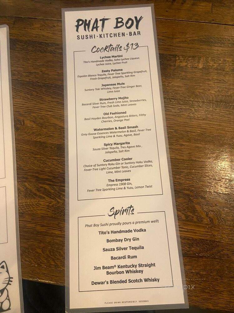 Phat Boy Sushi & Kitchen - Fort Lauderdale, FL menu_pic