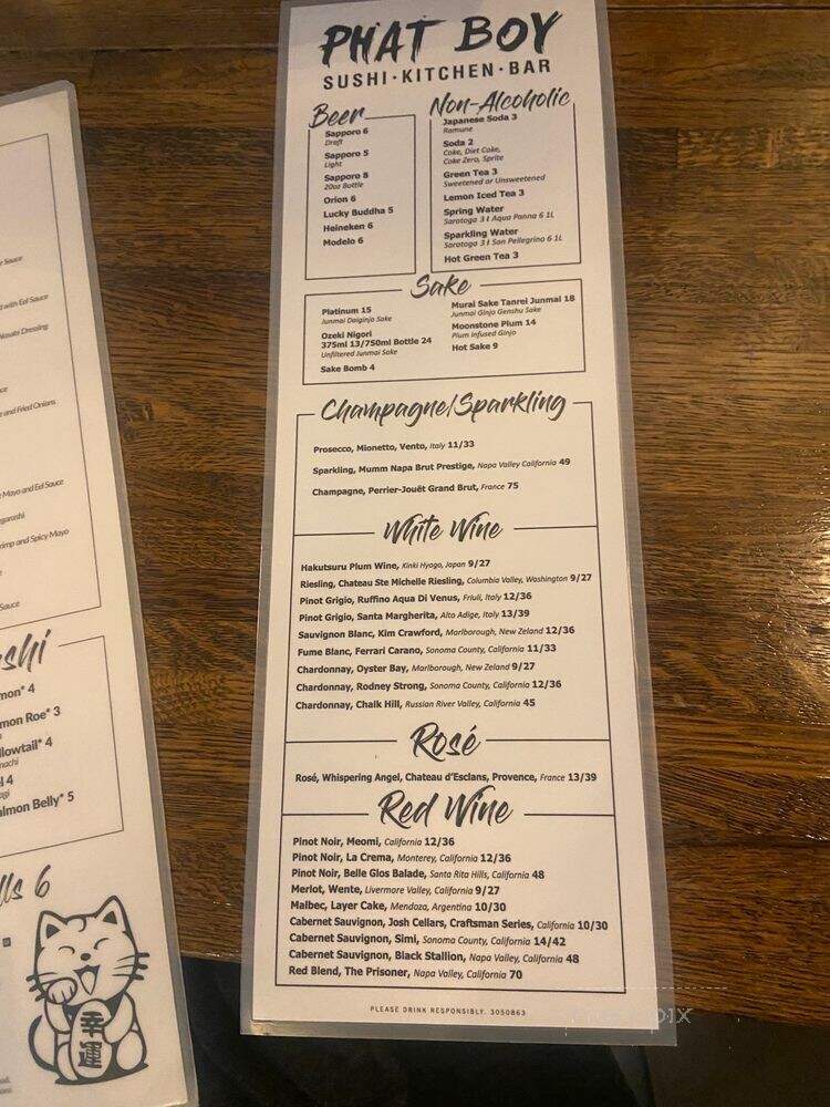 Phat Boy Sushi & Kitchen - Fort Lauderdale, FL menu_pic