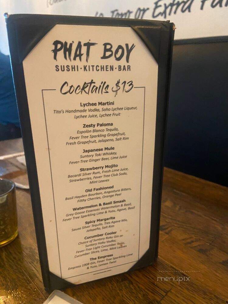 Phat Boy Sushi & Kitchen - Fort Lauderdale, FL menu_pic