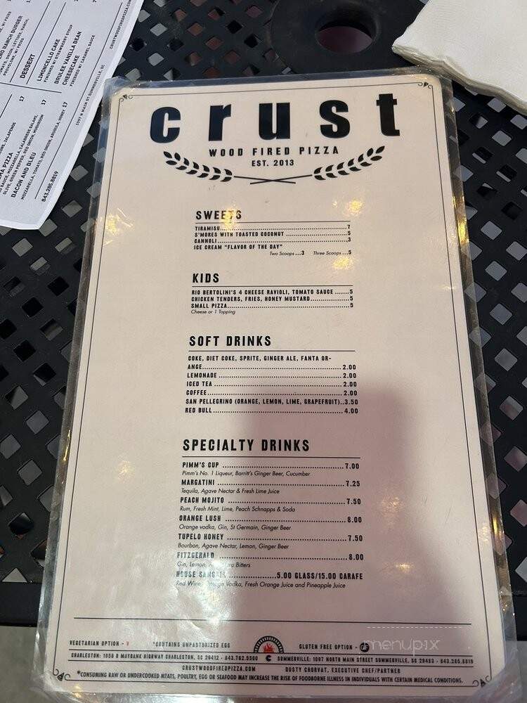 Crust Wood Fired Pizza - Summerville, SC menu_pic