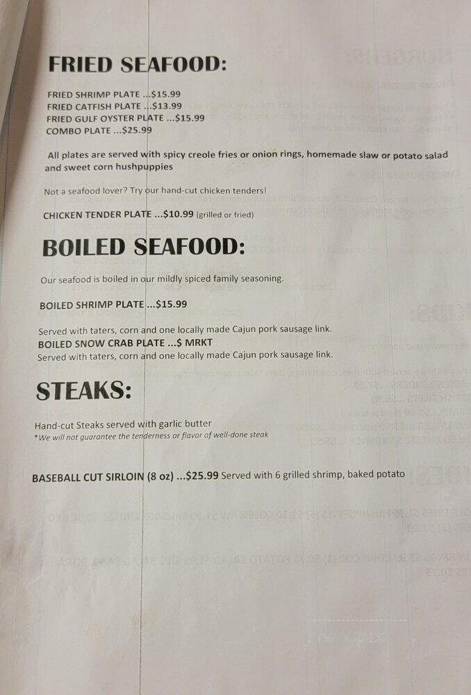T'Beaux's Crawfish & Catering - Flora, MS menu_pic