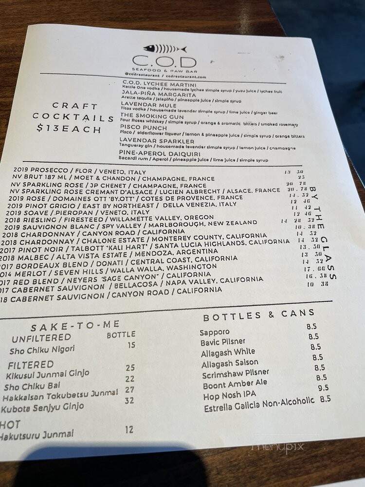 COD Restaurant - Los Angeles, CA menu_pic