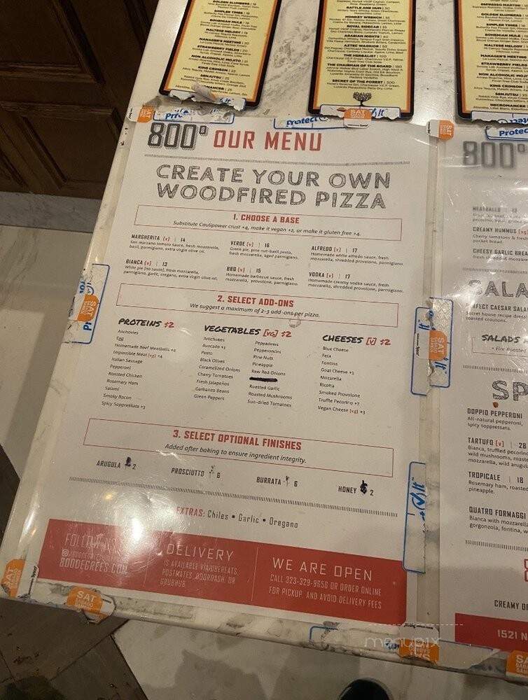 800 Degrees Neapolitan Pizzeria - Hollywood, CA menu_pic