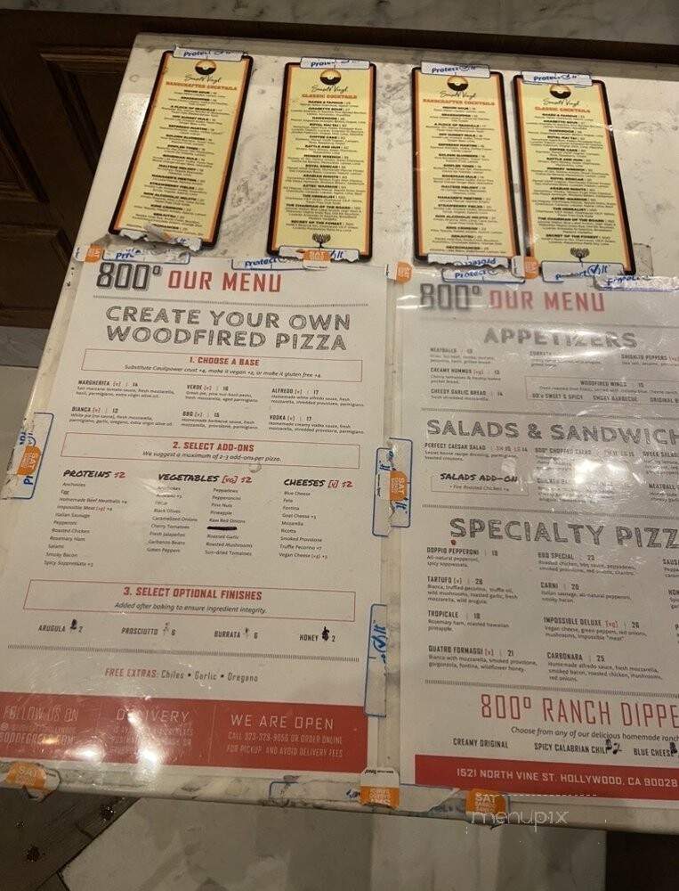 800 Degrees Neapolitan Pizzeria - Hollywood, CA menu_pic