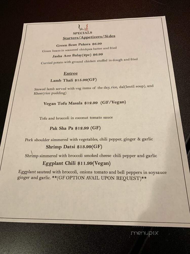 Yak N Yeti - New Cumberland, PA menu_pic