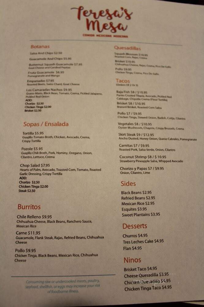 Teresa's Mesa - Philadelphia, PA menu_pic