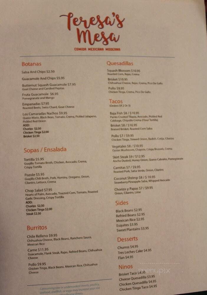 Teresa's Mesa - Philadelphia, PA menu_pic
