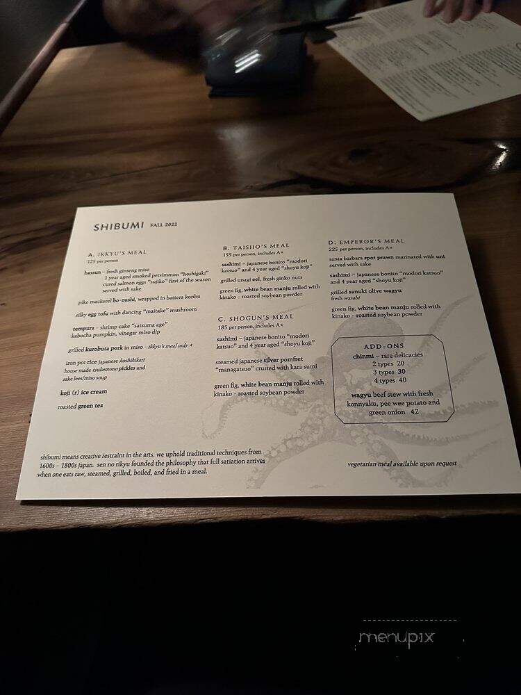 Shibumi - Los Angeles, CA menu_pic