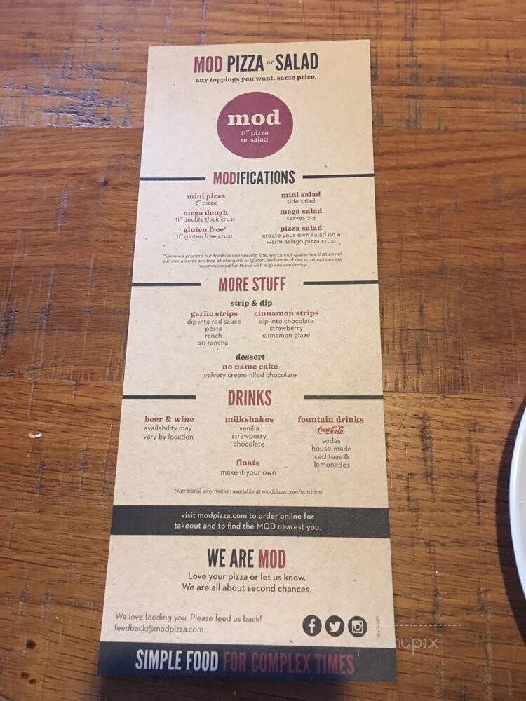 MOD Pizza - Portland, OR menu_pic