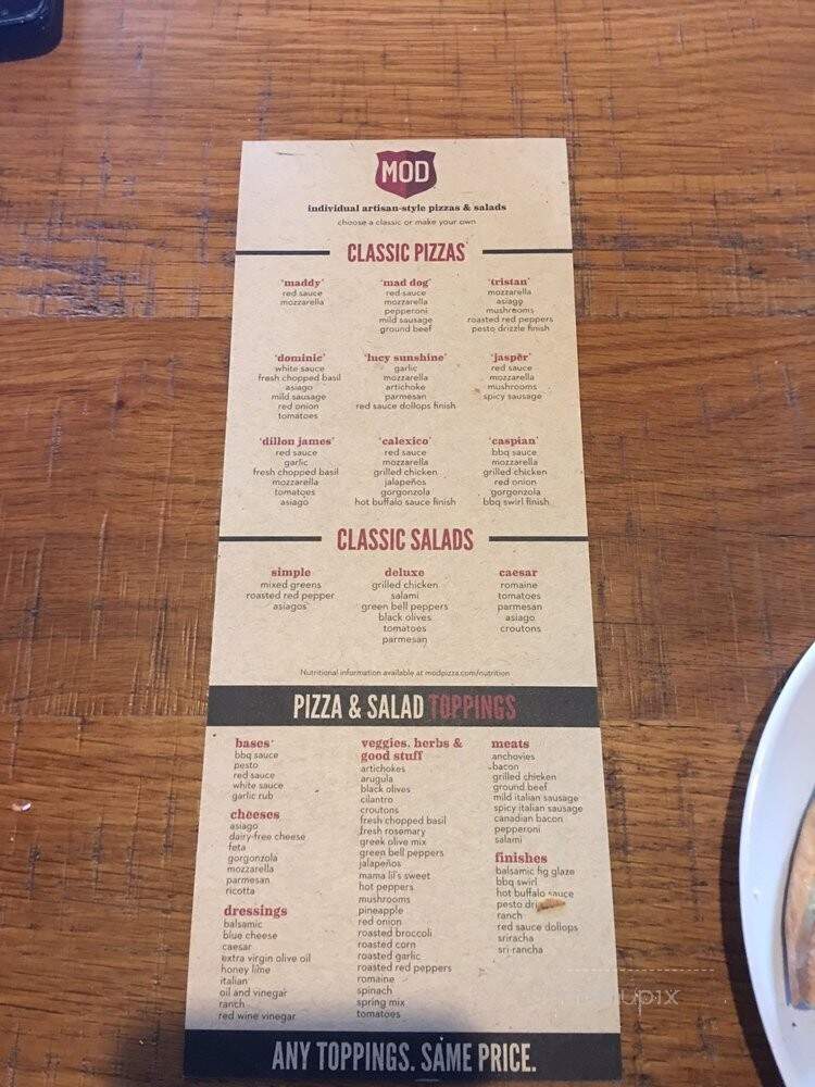 MOD Pizza - Portland, OR menu_pic