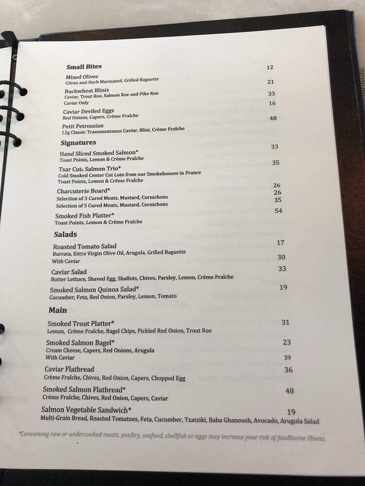 Petrossian - Los Angeles, CA menu_pic