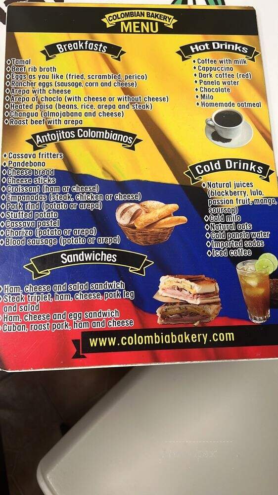Sunshine Colombian Bakery - Orlando, FL menu_pic