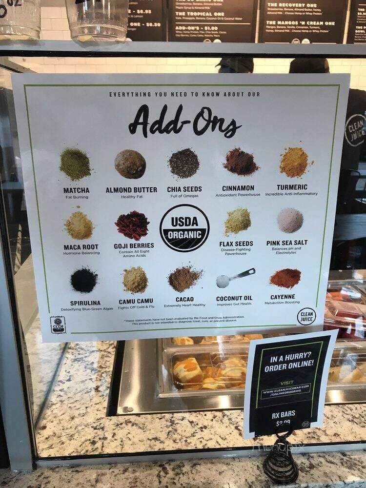 Clean Juice - Davidson, NC menu_pic