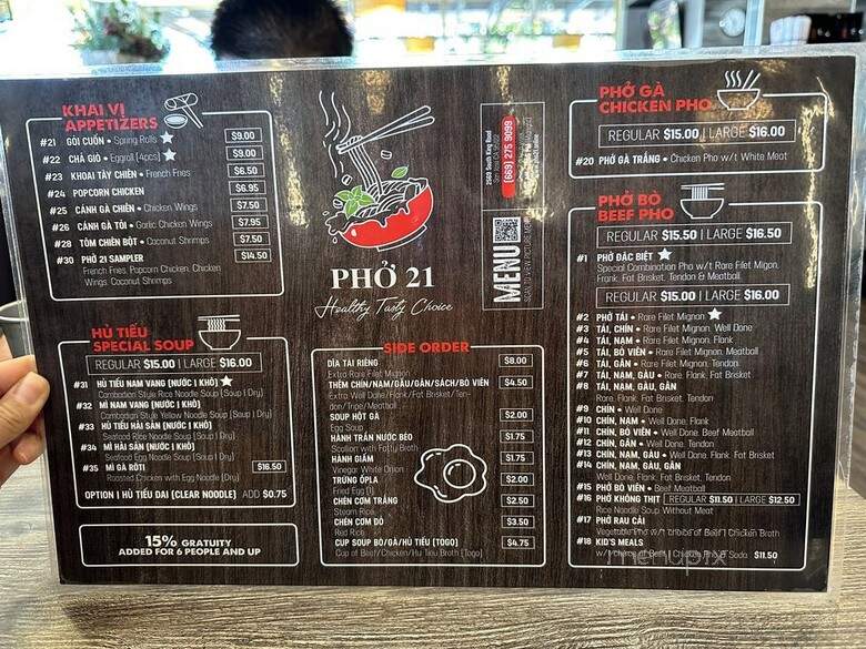 Pho 21 & Boba 21 - San Jose, CA menu_pic