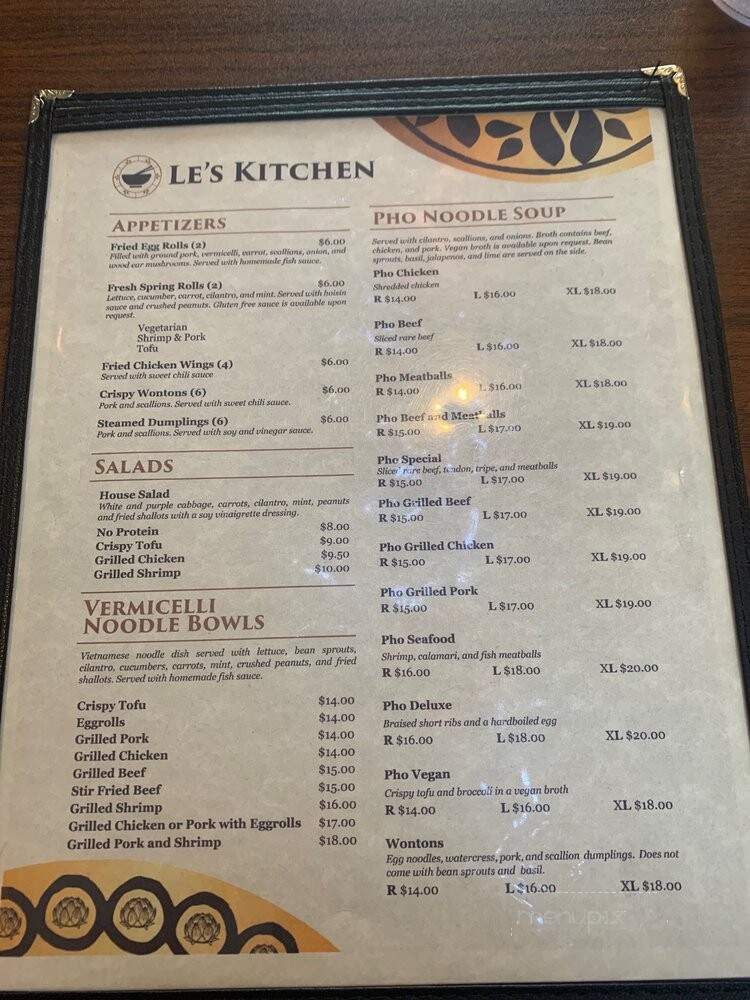 Le's Kitchen - Danbury, CT menu_pic