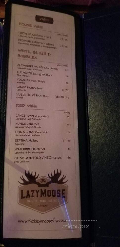The Lazy Moose - Fort Worth, TX menu_pic