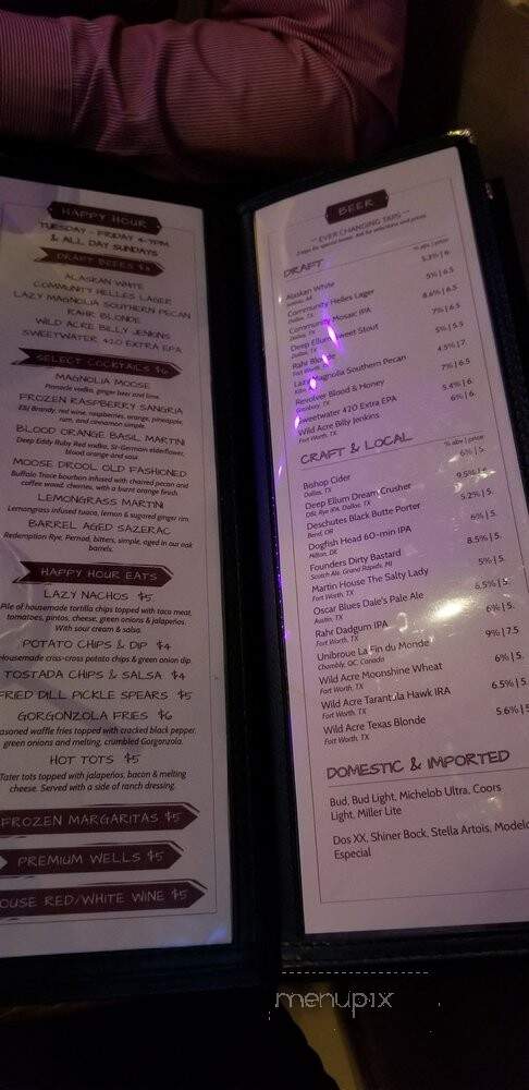 The Lazy Moose - Fort Worth, TX menu_pic