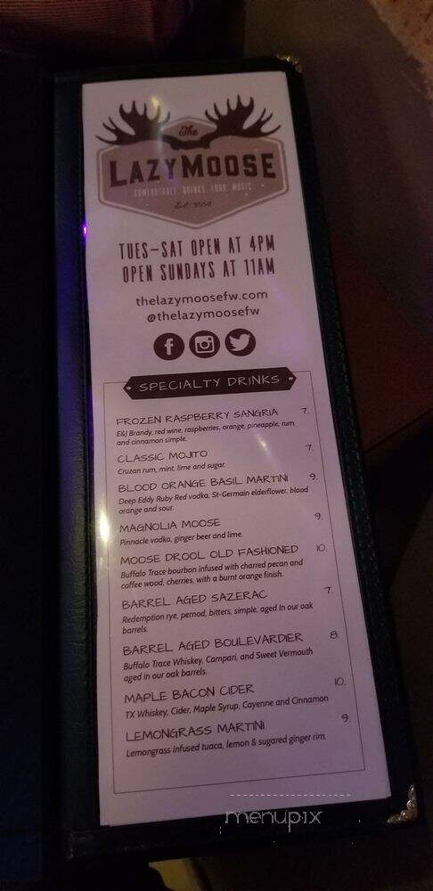 The Lazy Moose - Fort Worth, TX menu_pic