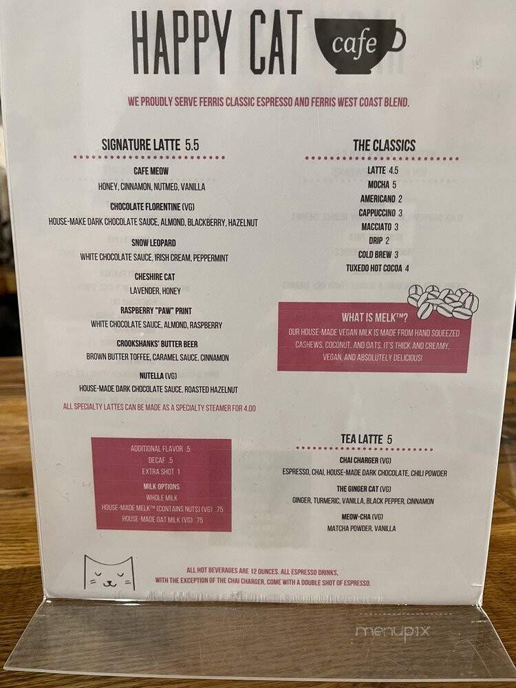 Happy Cat Cafe - Grand Rapids, MI menu_pic