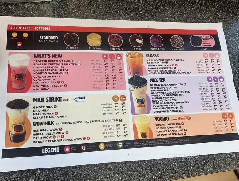 Kung Fu Tea - Jacksonville, FL menu_pic
