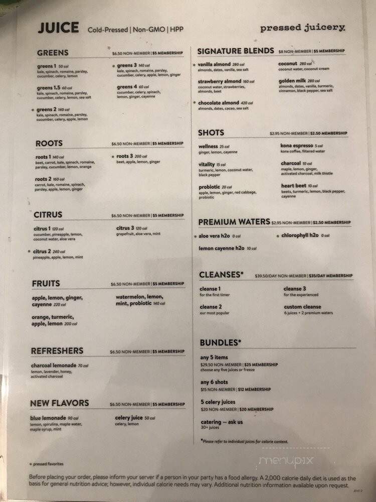 Pressed Juicery - Cambridge, MA menu_pic