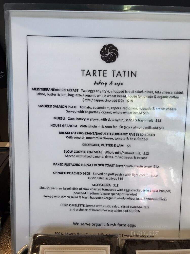 Tarte Tatin Bakery & Cafe - Beverly Hills, CA menu_pic