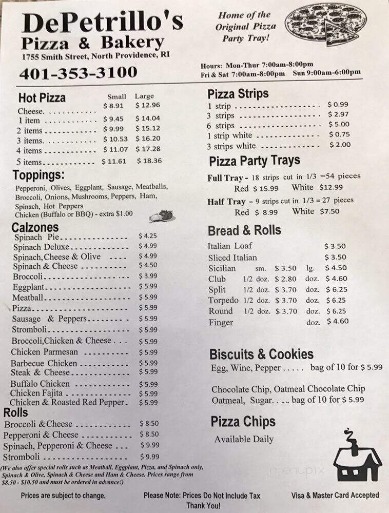 DePetrillo's Pizza & Bakery - North Providence, RI menu_pic