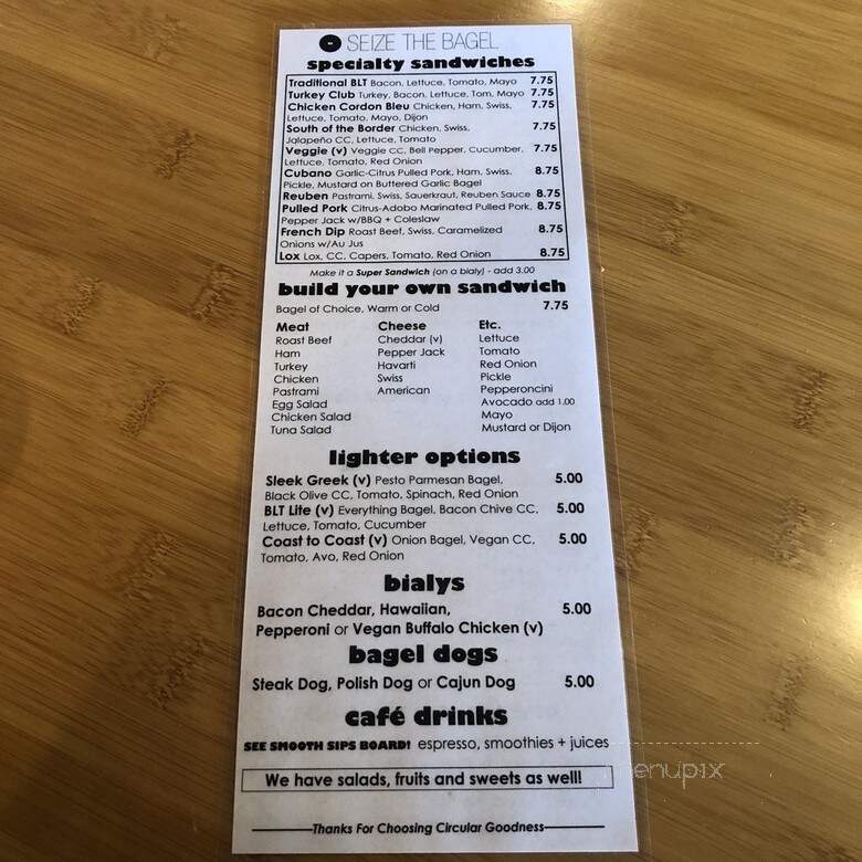 Seize the Bagel - Vancouver, WA menu_pic