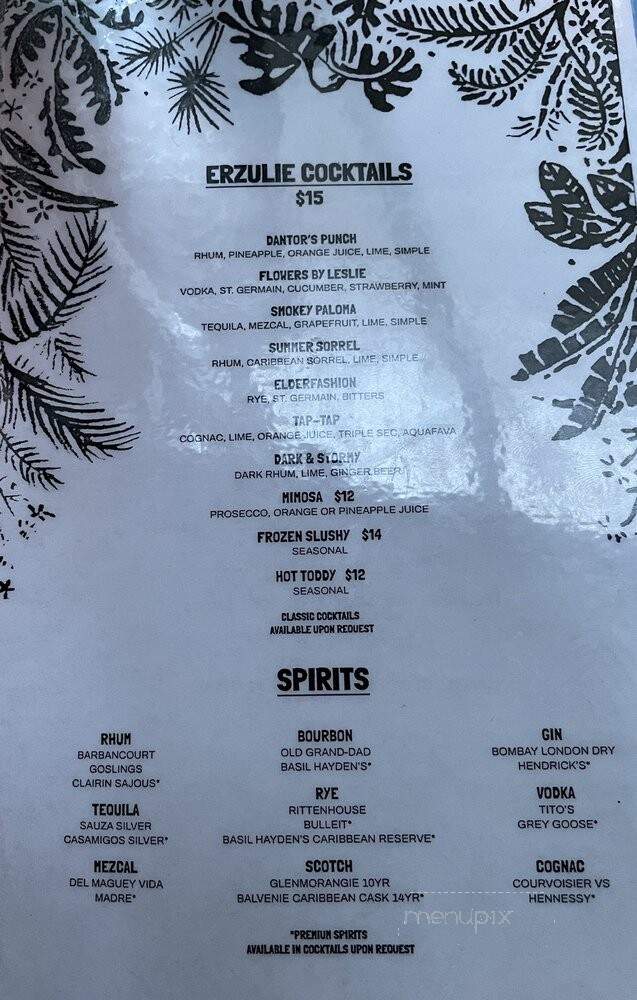 Cafe Erzulie - Brooklyn, NY menu_pic