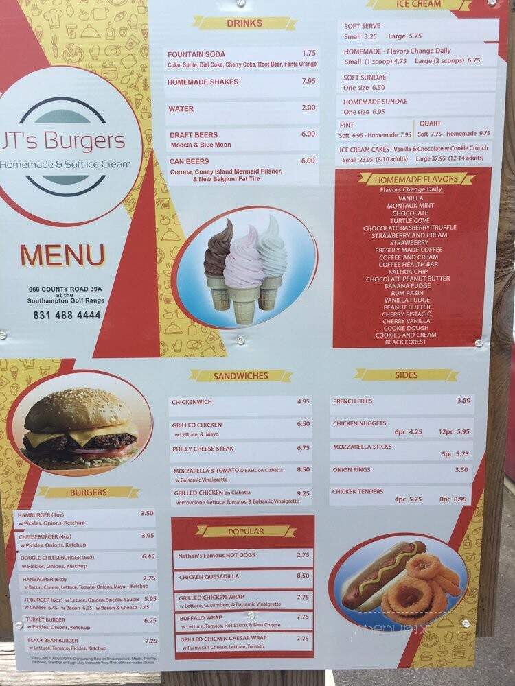 JT's Burgers - Southampton, NY menu_pic