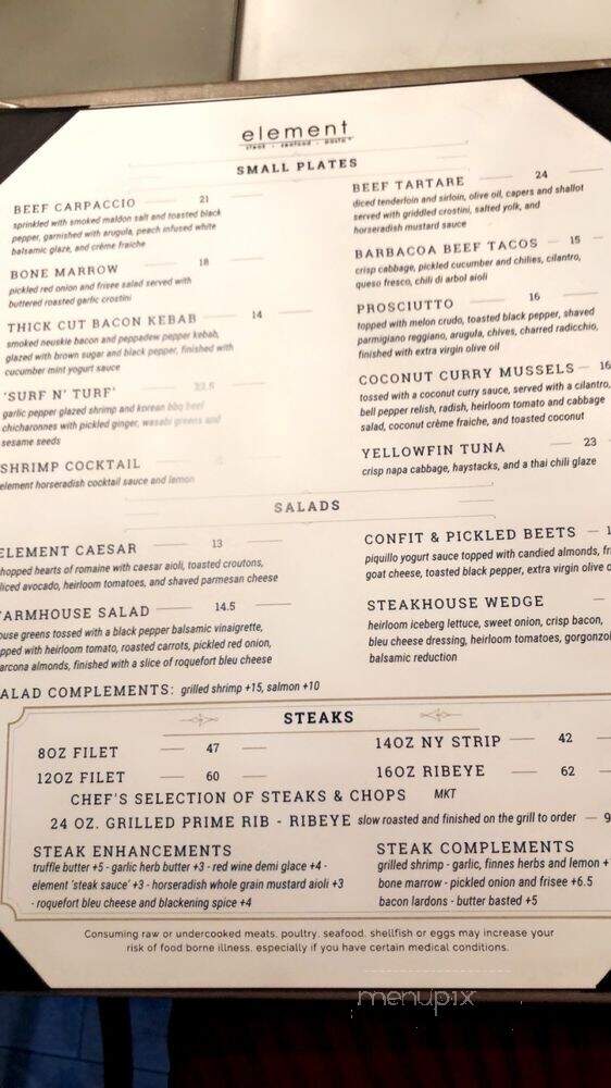 Element - Sarasota, FL menu_pic