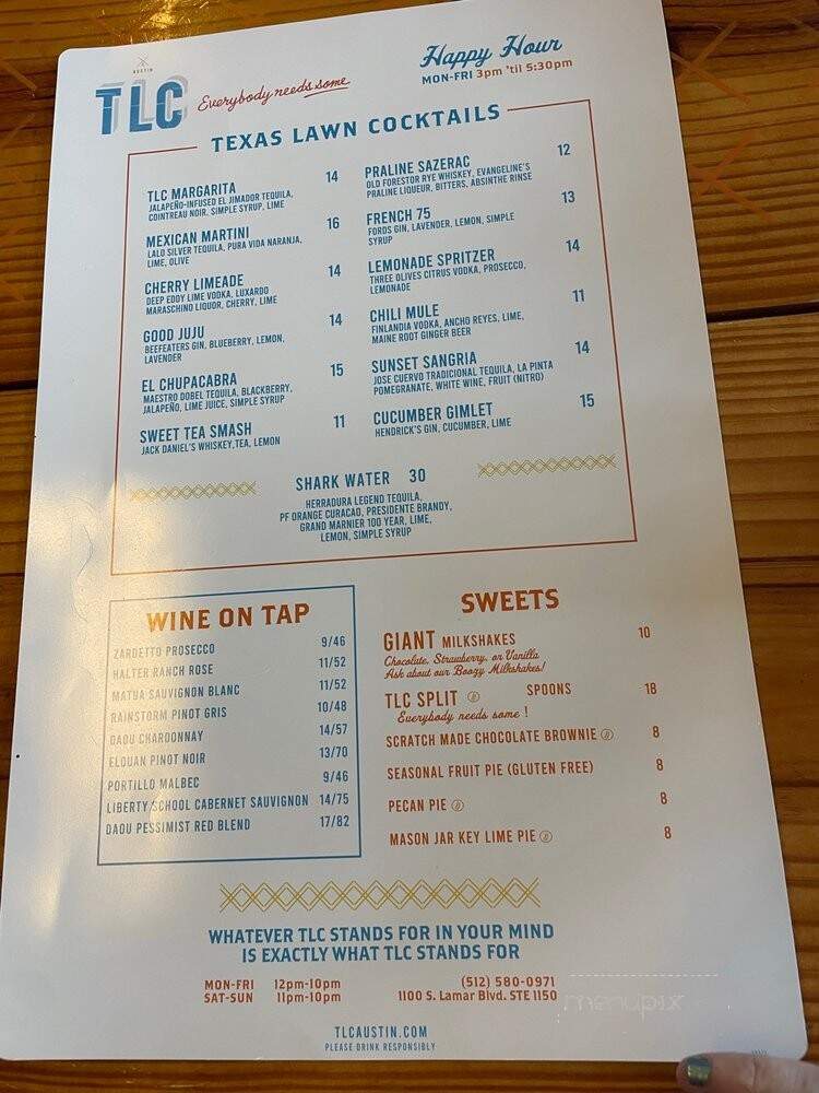 TLC Austin - Austin, TX menu_pic